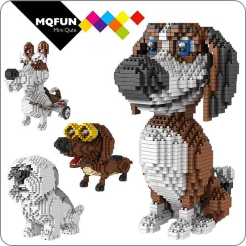 PZX Lovely Cartoon Mini Blocks Dog Anime Building Blocks Toys Animal Educational Toys for Children Xmas Cute Doggie 3D Model