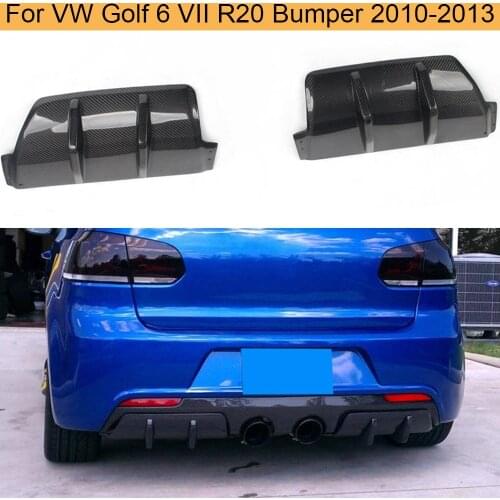 Carbon Fiber Car Rear Diffuser Lip Splitters For Volkswagen VW Golf 6 VII R20 Bumper 2010-2013 Rear Splitters Diffuser FRP Black
