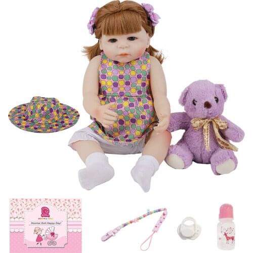 18" Lifelike Reborn Girl Doll 48CM Cute Full Silicone Vinyl Body Fashion Realistic Newborn Baby For Childrens Day Gifts Present