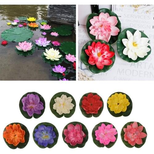 333# 10CM Real Touch Artificial Lotus Flower Foam Lotus Flowers Water Lily Floating Pool Plants Wedding Garden Decoration 2017