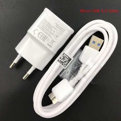EU Plug Wall adapter USB Charger & 1M Micro USB 3.0 Data sync Charging Cable for Samsung Galaxy S5 Note 3 G900 N9002 N9008 Phone