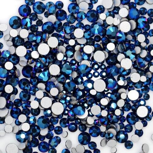 Blue hematite mew color Crystal Rhinestones For Nails Art Decoration ss3-ss30 Flatback Glue On Strass Stones DIY Crafts Garments