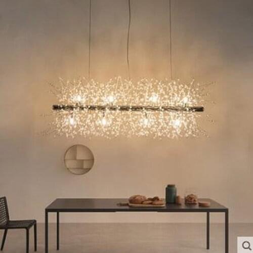 Nordic modern minimalist living room crystal restaurant chandelier crystal creative led art bar warm bedroom lamps led fixture