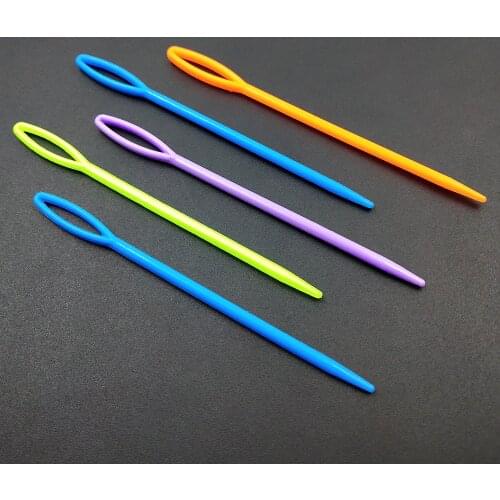 Mixed Color Plastic 20pcs 7cm/8.9cm Knitting Needles Sweater Weaving Tools Hooks Wool Yarn Needle Children DIY Accessory