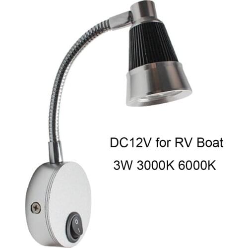 DC12V 3W 6000K 3000K LED Spot Reading Light RV Bedside Lamp Caravan Trailer Boat Boat Home Camp Interior Campervan Wall Lamp