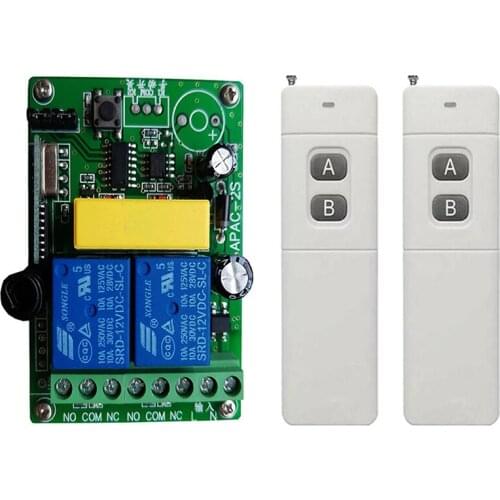 3000m 433MHz Universal Wireless Remote Control AC 220V 2CH Relay Receiver Module Transmitter RF Switch for Gate Garage opener
