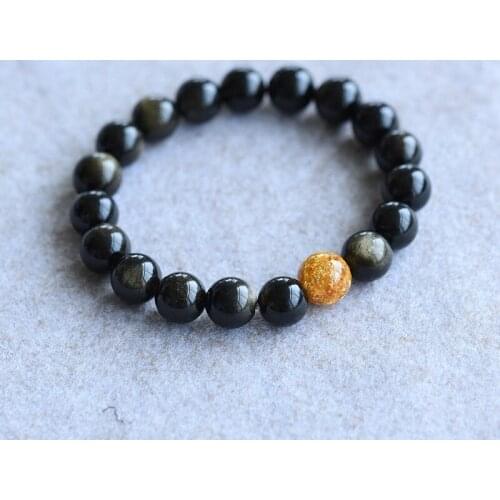 Lovers Jewelry Handmade Black Obsidian Natural Stone Beads Bracelet for Men Women Yoga Bracelet Chakra Spiritual Gift