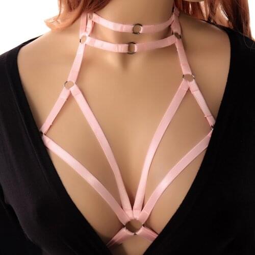 Sexy Bandage Lingerie Hollow Harness Fashion Tops Bustier Elastic Cage Bra Hollow Out Elastic Strap Adjust Waist Size Suspender