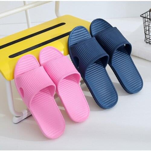 New Women Indoor Home Slippers Summer Non-slip Flip Flops Bath Slippers Couple Family Flat Shoes Sandal Slippers