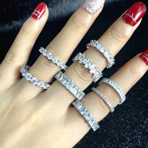 High End Austria Crystal Rings For Women Simple Design Fashion Zircon Jewelry Bridal Wedding Engagement Ring Accessory Zk40