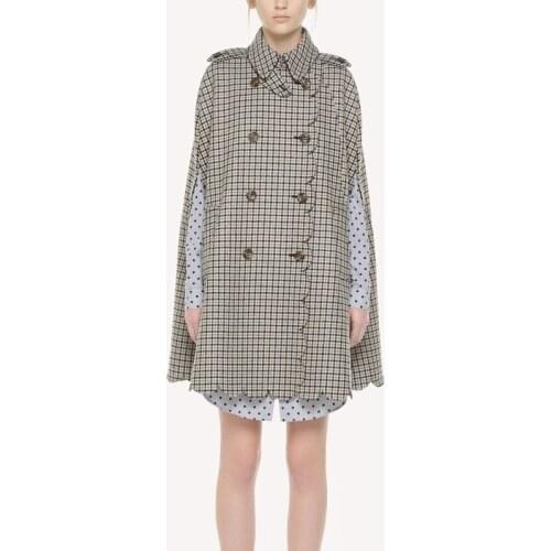 2019 Real Plaid Abrigo Mujer Sobretudo Winter Coat Winter New Wave Double-breasted Cloak Loose Houndstooth Wool Long Coat Woman