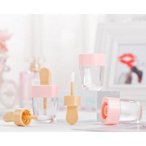 1pcs Empty Lip Gloss Tubes Cute Ice Cream Shape Containers Jars Cosmetic Transparent Lip Balm Refillable Bottle DIY Makeup Tool