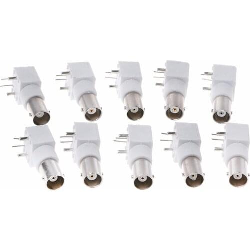10Pcs/Set Board PCB Mount Right Angle BNC Female Jack With Nut Bulkhead Connector
