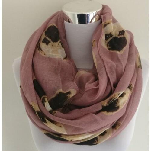 10pcs/lot Multi-Usage Fashion Women Dog head infinity scarf animal Prints Shawl Lady Long Stripe Scarf Popular four seasons