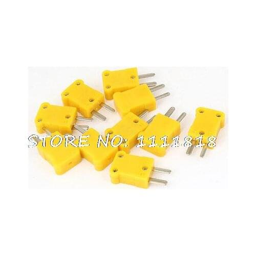 10Pcs Yellow Plastic Housing 2 Pins Male Thermocouple Plug K Type