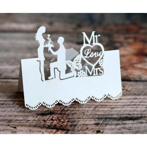 100PCS/LOT "MR & MRS" Laser Cut High Quality Table Name Card Wedding Party Place Card Decoration Mark