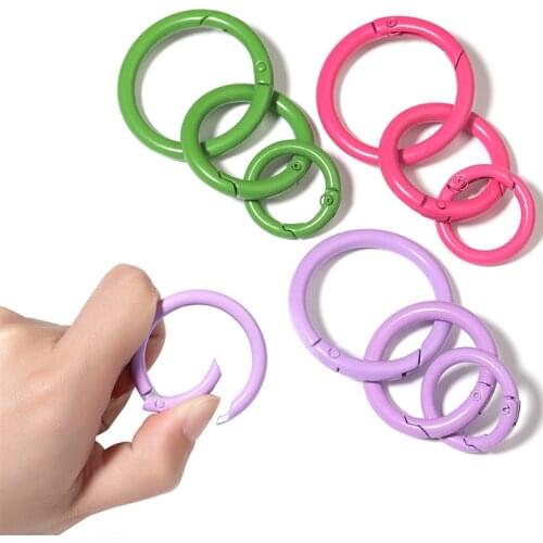 5-10pcs/lot 25 35 41mm Colorful Paint Spring Clasps Openable Round Spring Snap Clip Hook Keychain Bag Clips Connector Rings