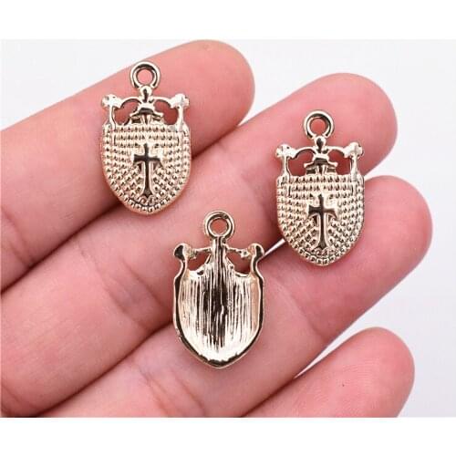 5pcs 22x13mm Light Gold Color Plated Shield Charms Pendant DIY Handmade Jewelry Accessories
