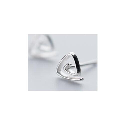 6mm Mini rotate Triangle Geometric Line Stud Earrings 100% Real. 925 Sterling Silver Jewelry C-E4941