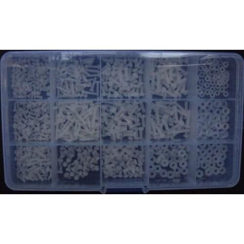 990pcs M3 Nylon Screws Nuts Washers Phillips Round Head Assortment Kit Set Bolts White Nylon Fasteners