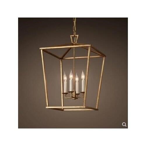 American retro iron chandelier personality porch stairs restaurant lighting bedroom bedside chandelier led lights