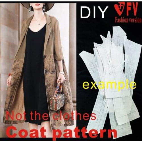 Cutting pattern womens temperament mid-length coat coat garment drawing 1:1 making pattern BFY-336