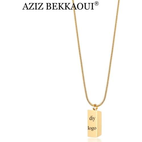 AZIZ BEKKAOUI Rectangle Stainless Steel Necklace Irregular Geometry Pendant Gold Necklace Sweater Chain Women Gift Dropshipping