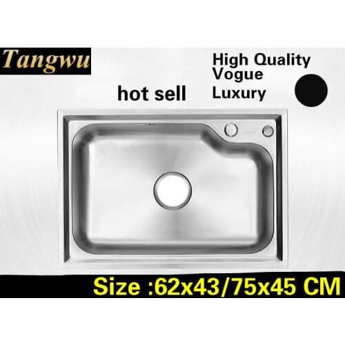 Free shipping Apartment do the dishes luxury kitchen single trough sink 304 stainless steel hot sell big 62x43/75x45 CM