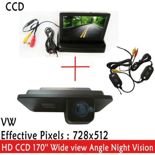 Wireless CCD Car rear view car camera With 4.3 inch Mirror Monitor for VW GOLF 4 5 6 MK4 MK5 EOS LUPO BEETLE Superb
