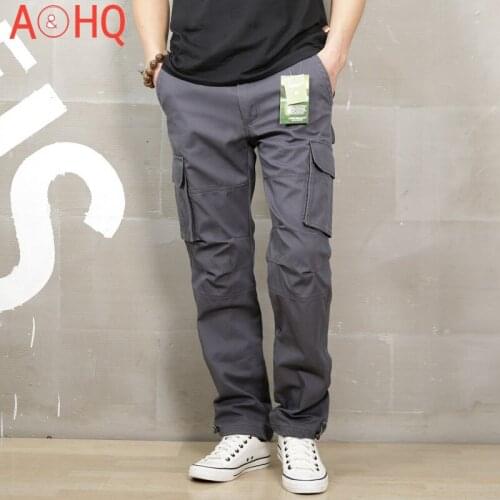 Cargo Pants Loose Black Khaki Cargo Pants Men Elastic Waist Casual Pants Men Work Summer Male Trousers Big Size