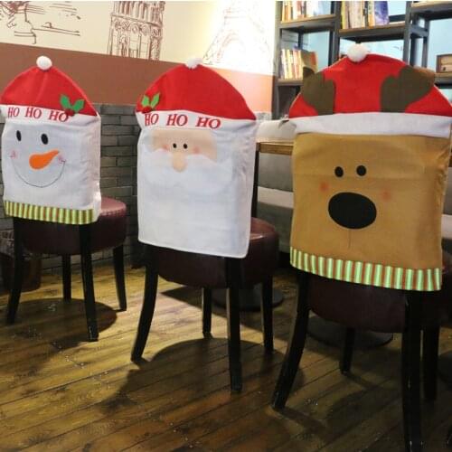 Santa Claus Snowman Chair Cover Nonwoven Christmas Decorations Dinner Chair Xmas Cap Chair Backrest Deco Coating Home Decoration
