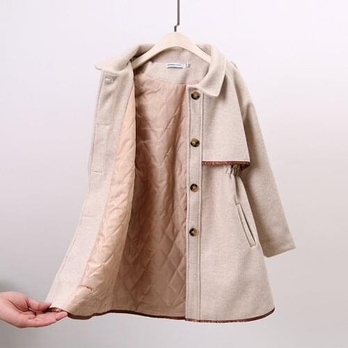 Girls' long woolen coat childrens British coat