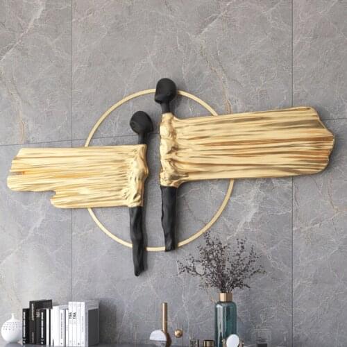 European Luxury Resin Abstract Figure Metal Circle Wall Murals Home Livingroom Wall Hanging Decoration Hotel Wall Sticker Crafts