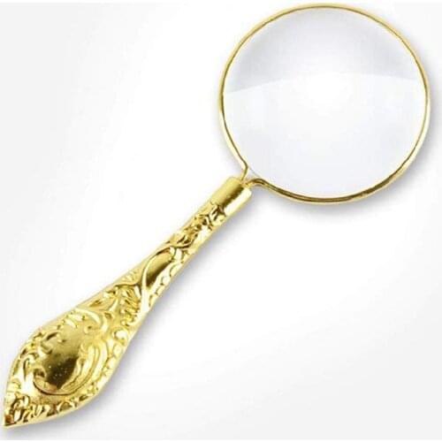 European Delicate Pattern Handle Retro Glass Lens High-Grade Embossed Handle Reading Magnifying Glass
