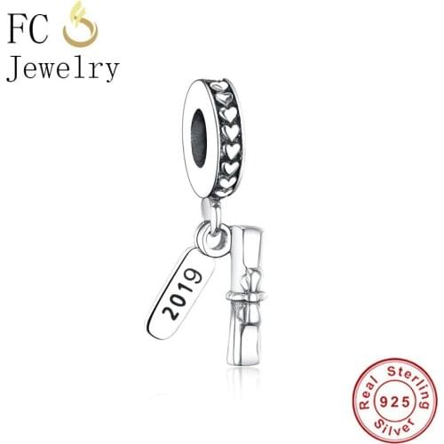 FC Jewelry Fit Original Brand Charms Bracelet Real 925 Silver Ribbon Bow Letter Kralen Beads Pendant Berloque Child 2019 Gift