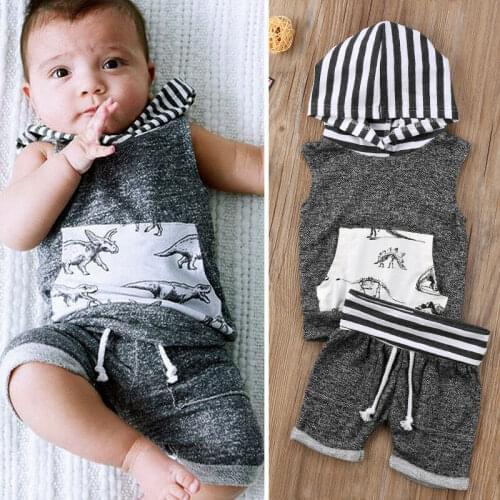2pcs Toddler Kids Baby Boy T-shirt Tops+Shorts Pants Outfit Dinosaur Clothes Set Cute Children Kids Clothes Sets