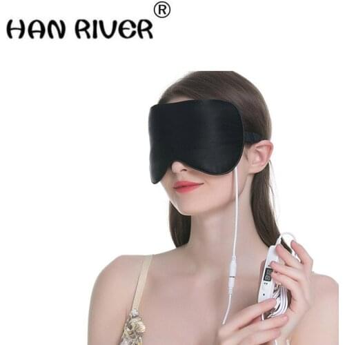 HANRIVER 2018 New style hot selling high quality products 100% pure silk usb silk steam eye mask sleep heating eye mask
