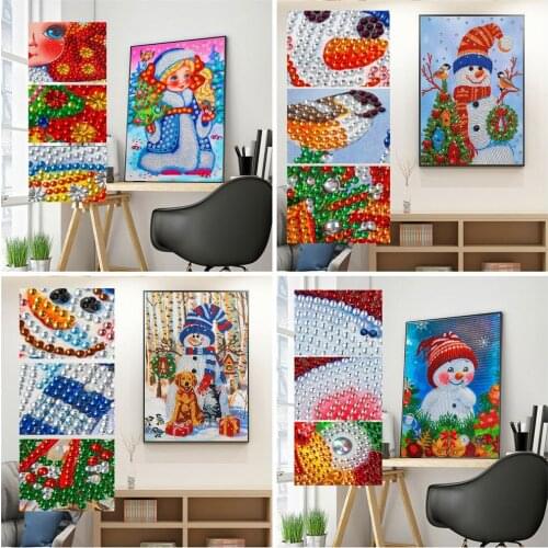 HUACAN 3D Special Shaped Diamond Painting Christmas Snowman Cross Stitch Set Diamond Embroidery Cartoon Mosaic Handmade Gift