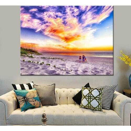 Canvas Painting Art Modular Wall Hd Printing Sunset And Beautiful Beach Modern Living Room Decor Pictures Framework Poster