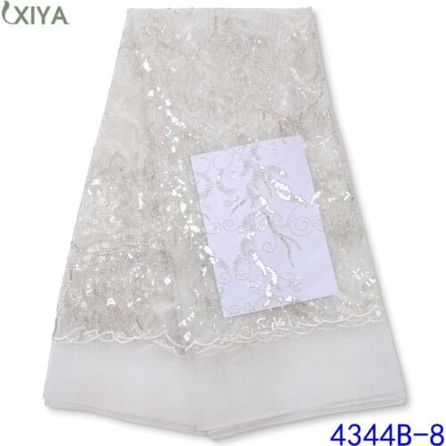 Sequin Lace Fabric White African French Net Tulle Laces Fabrics High Quality Nigerian Sequence Lace Fabric for Sewing APW4344B