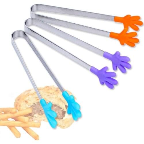 Small Palm Stainless Steel Silicone Coffee Sugar Tong Food Clip Ice Cube Little Tea Mini Clamp Tweezer Home Kitchen Bar Tool