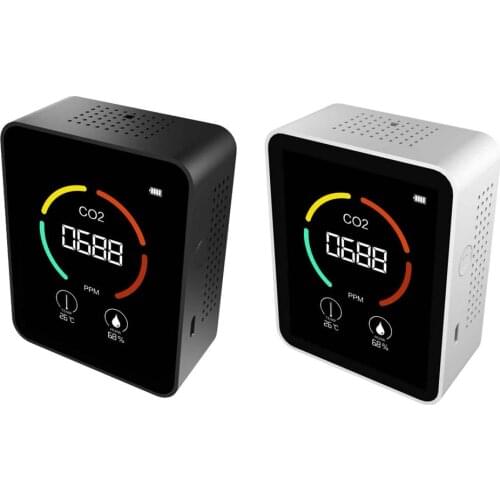 Air Quality Monitor With Temp Humidity Sensor Alarm Function Easy To Carry Clear Display Battery USB Powered For Android System