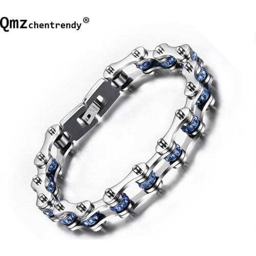 Stainless Steel Men Women Motorcycle Chain Bracelets Cuff Wristbands Punk Jewelry Secondary Color Brace lace Trendsetter Pulsera