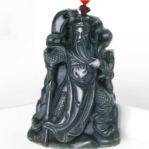 Jade Pendant Natural Hetian Jade Guan yu Jade Pendant Jewelry Lucky Peace Auspiciou Amulet Fine Jewelry Jade Pendant