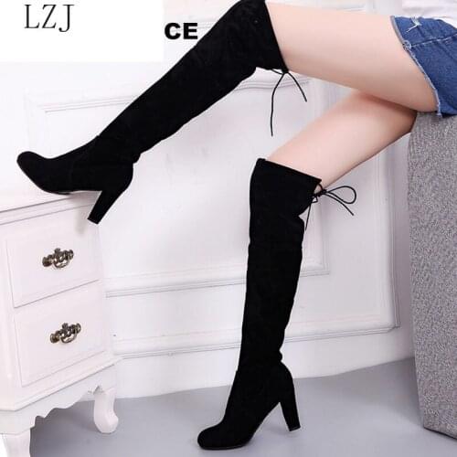 Faux Suede Slim Boots Sexy Over The Knee High Women Snow Boots Womens Fashion Winter Thigh High Boots Shoes Woman 2020 New