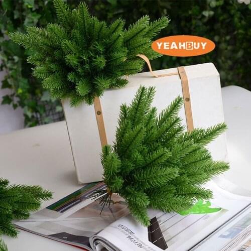 Wholesale retail 30PCS green Christmas simulation pine DIY New Year holiday supplies artificial green plant wreath accessories