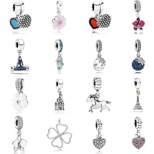 NEW 2021 100% 925 Sterling Silver Flower Love Four-Leaf Clover Charm Pendant Fit DIY Original Bracelet Fshion Jewelry Gift