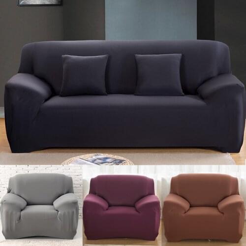 Solid Color Elastic Sofa Cover Spandex Modern Polyester Corner Sofa Couch Slipcover Chair Protector Living Room 1/2/3/4 Seater