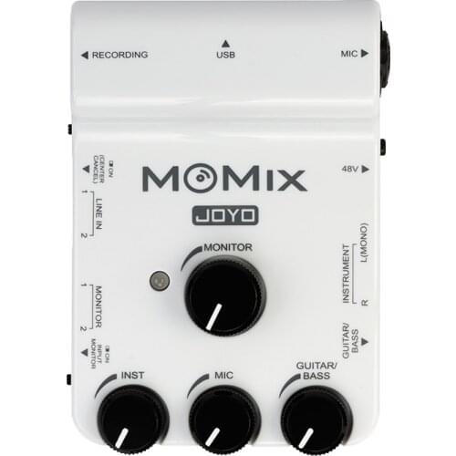Joyo MOMIX Portable Sound Card Mixer for Recording Live Streaming Phone Live Guitar/Bass Input Dual Monitor Condenser Microphone