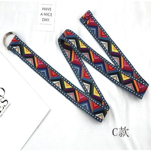 Printed Canvas Mens Womens belts Double-Ring Buckle Wild Jeans Ethnic Style Decoration Student Couple Popular Pants Belts